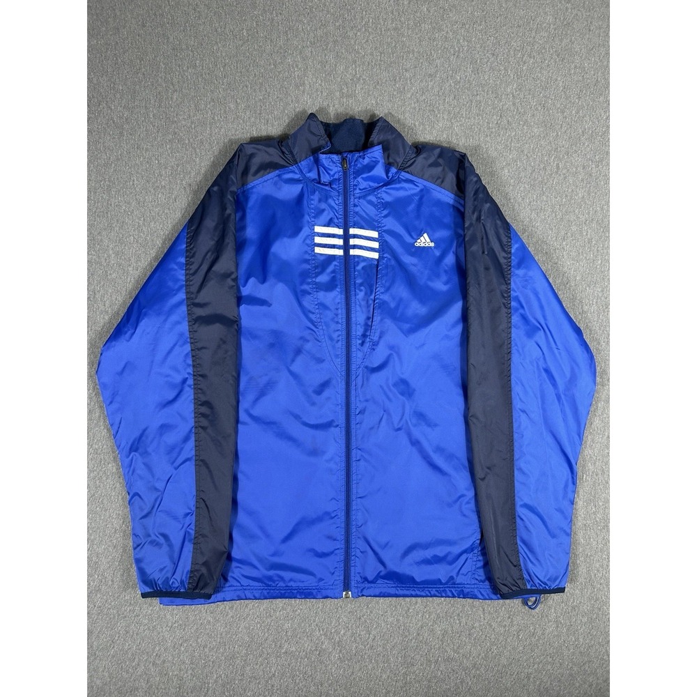 Adidas Men's Full-Zip Blue and Navy Windbreaker Track Jacket L‎